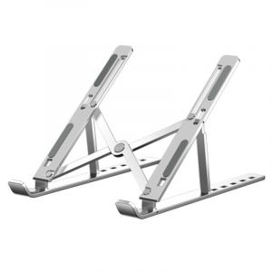 Support pour ordinateur portable argenté, hauteur réglable sur 6 niveaux, bureau d'ordinateur portable en aluminium ventilé, silicone antidérapant 10-17 - Neuf