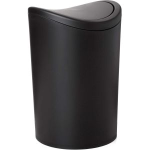 Kalanka-Poubelle Salle Bain Avec Couvercle Basculant | Design Compact Et Moderne | Plastique Résistant Et Facile À Nettoyer | Fabriquée En Espagne Avec Capacité 6l | 19 X 19 X 28 Cm ¿ Noir - Neuf