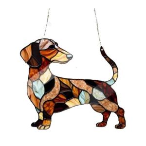 Teckel Fen&ecirc;tre Suspendue Suncatcher Sun Catchers Int&eacute;rieur Ext&eacute;rieur Fen&ecirc;tre Teckel Chien Tache Verre Wi - Neuf