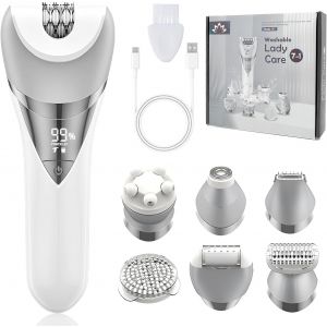 Oayew-&Eacute;pilateur &Eacute;lectrique Femme, 7 En 1 Rasoir &Eacute;lectrique Femme Sans Fil Avec 2 Vitesses, Affichage Led Rechargeable &Eacute;pilateur Humide Et S&egrave;che Pour Visage, Jambes, Bras, Aisselles, Bikini - Neuf