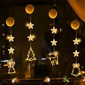 KAL-Rideau Lumineux De Noël,4 Pièces Guirlandes Lumineuse Fenêtre Renne Sapin Cloche,Rideau Lumineux Noël Étoile Led,Pour Exterieur Interieur Chambre Fenetre Mariage Noël Déco - Neuf