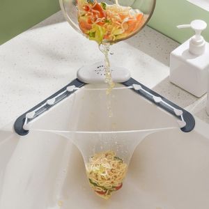 (Gris) Passoire Triangulaire Pour Évier De Cuisine, Support Pliable, Filtre Pour Restes De Cuisine, Avec Un Support Triangulaire Gris Et 100 Sacs En Maille Filtrants De Grande Taille - Neuf