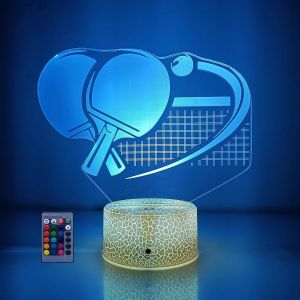 Créatif 3D Ping Pong Led Lampe Lumières Led Décoration Lampes Télécommande Touch Control 7/16 Couleurs Change Veilleuse Usb Powered Enfants Cadeau Anniversaire Noël Cadeaux - Neuf