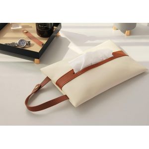 1 X Housse De Boîte À Mouchoirs, Support De Boîte À Mouchoirs Rectangulaire En Cuir Pu Pour Sac À Mouchoirs Décoratif Pour Bureaux, Voitures, Chambres, Salles De Bains 9,8 X 6,4 Cm (Beige) - Neuf