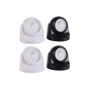 Lot de 4 lampes &agrave; d&eacute;tecteur de mouvement &agrave; piles, rotation &agrave; 360&deg;, t&ecirc;te orientable et conception &eacute;tanche. - Neuf