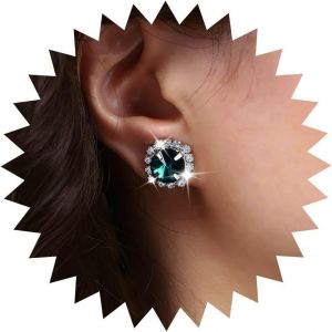 Kal-Boucles D'oreilles Vintage Émeraude Boucles D'oreilles Clou Émeraude Verte Boucles D'oreilles Strass Émeraude Argent Boucles D'oreilles Cristal Géométrique Vert Bijoux Pour Femmes Et Filles - Neuf