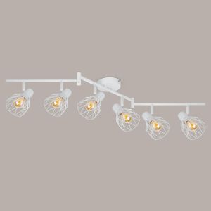 Plafonnier Led 6 Spots Orientables - Spot De Plafond Blanc Luminaire Plafonnier Cuisine - E14 Plafonnier Spot - &Eacute;clairage De Plafond Led - Applique Plafond Pour Salon Chambre Sans Ampoule - Neuf