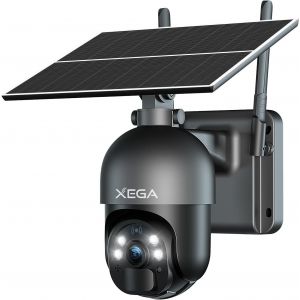 JEXNOVASHOP-3G/4G LTE caméra de sécurité extérieure sans Fil à énergie Solaire, inclinable à 355°/95°,2K capteur de Mouvement PIR, Vision Nocturne, Conversation bidirectionnelle, Carte SIM Incluse. - Neuf