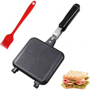 Loranka-Po&ecirc;le &Agrave; Frire Double Face En Aluminium Avec Rev&ecirc;tement Antiadh&eacute;sif Et Poign&eacute;e R&eacute;sistante - Poign&eacute;e De Verrouillage Pour Po&ecirc;le &Agrave; Cr&ecirc;pes Amovible - Neuf