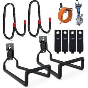 Support Tuyau Mural 4 Pièces,15mm Support Tuyau Jardin Acier Inoxydable 45KG Charge,Porte-tuyau avec Support pour Tuyau,Escalier,Jardin,Garage avec 4 Sangles de Rangement en L - Neuf