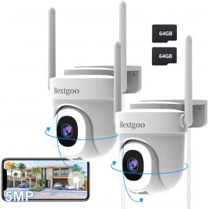 3K 5Mp Camera Surveillance Wifi Exterieure Avec 64 Go Carte, Camera Surveillance Wifi 2.4/5Ghz, Pan 355°/Tilt 120° Caméra Auto Suivi, Détection Mouvement Ai, Vision Nocturne Couleur, Ip67 - Neuf