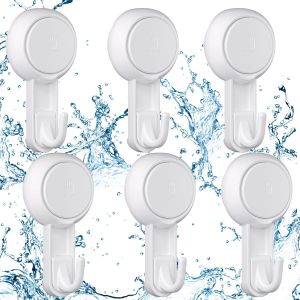 Lot 6 Crochets Ventouses Mural Puissantes 3kg,Crochet Vacuum Salle De Bain Porte Ventouse Couronne Serviette Peignoir Manteau Torchon,Ustensile Ventouse Cuisine Douche Crochet Plastique Blanc - Neuf
