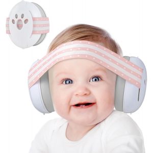 Mdy-Casque Anti Bruit Bébé 0-36 Mois - Protection Auditive Jusqu'à 25 Db - Idéal Pour Les Voyages En Avion - Ce - Bandeau Réglable Antidérapant, Protège-Oreilles Confortable - Rose - Neuf