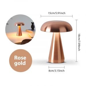 Ore-Lampe De Table Rétro Champignon Led Veilleuse Lampe De Bureau Rechargeable Capteur Tactile Lampes De Lecture Pour Chambre Restaurant Bar Décor-Rose Gold- - Neuf