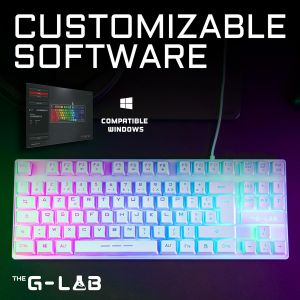 TIANYI-Keyz Caesium TKL Clavier Gamer TKL 87 Touches Filaire USB AZERTY Fran&ccedil;ais, R&eacute;tro-&Eacute;clairage LED Multicolore - Clavier Gaming Compact sans Pav&eacute; Num&eacute;rique pour PC/PS4/PS5/XBOX (Blanc) - Neuf