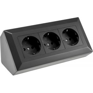 Bloc multiprise 3 prises, couleur noir, 250 V/16 A, 3600 W, montage en saillie - Neuf
