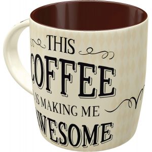 Eryi-Tasse À Café Rétro, Awesome Coffee ¿ Idée De Cadeau Pour Amateurs De Café, En Céramique, Design Vintage Avec Une Citation, 330 Ml - Neuf