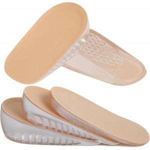 1 Paire De Talon De Gel Ascenseur Semelles Invisible Coussins Pour Des Femmes Des Hommes D'absorption De Choc (Taille S, Hauteur: 2.5 Cm, Kaki) - Neuf