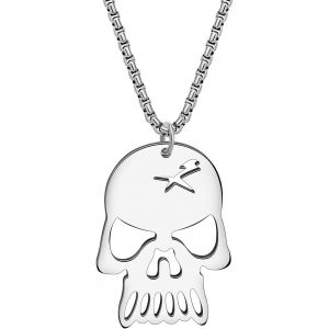 Kal-Collier T&ecirc;te De Mort Cr&acirc;ne En Acier Inoxydable Pour Femmes Filles Pendentif Plaqu&eacute; Or 18k Halloween Effrayant Minimalist Punk Bijoux Cadeaux Pour Festival - Neuf