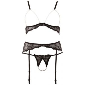 Soutien-Gorge Et String Avec Perles - Noir - Taille L - Neuf