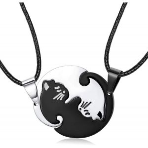 Trahoo-Collier De Couples Puzzle Chat, Collier Amitié En Acier Inoxydable, Noir Et Blanc, Pour Femme Ou Couple (Femme Principale), 48 Cm, Necklace - Neuf