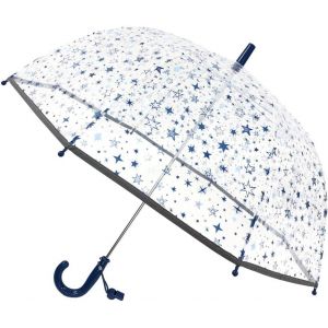 Smart Bulle Parapluie Enfant Fille Transparent &Eacute;toiles Cloche En Fibre Avec Bordure R&eacute;fl&eacute;chissante - Neuf