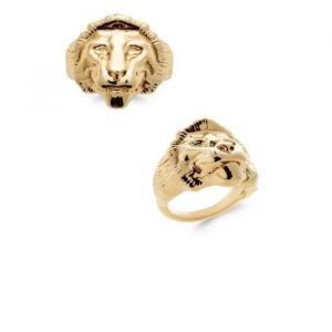 Bague Chevali&egrave;re - Bijouxia - Symbole Lion - Plaqu&eacute; Or 18 Carats - Tenue Placage Haute - Qualit&eacute; Bijouterie - Neuf
