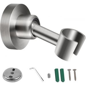 Support Douche Main Inox 304, R&eacute;glable Hauteur Support Douchette, Porte Pommeau de Douche Rotation 360&deg;, Universel pour Mur Carrel&eacute;, Baignoire & Douche Italienne (Argent Poli Anti-Rouille) - Neuf