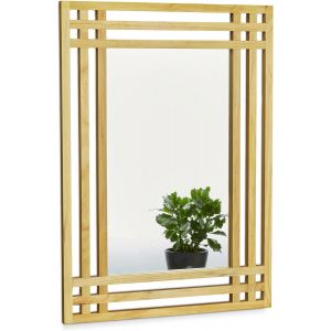 SUBZONAL-10020483 Miroir en bois de pin fixation murale salle de bain couloir salon &agrave; suspendre avec cadre en bois H x l x P: 70 x 50 x 2 cm, nature - Neuf