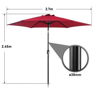 Parasol 2,7 M Modulaire &iquest; Parasol De Balcon Et Jardin &Agrave; Assembler, Rouge - Neuf