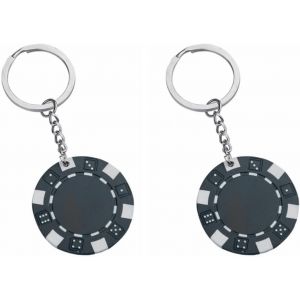 Kal-Porte-Clés En Plastique Extra Lourd En Forme De Fiches Casino Poker Anneau Plat En Métal Chromé - Neuf