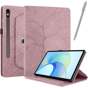 Kal-Coque Pour Samsung Galaxy Tab S9 Fe 10,9 Pouce 2023 (Sm-X510/X516/X518), Pu Flip Avec [Stylet] Fonction Support Antichoc Étui Rotatif À 360° [Sommeil/Réveil Automatique] - Or Rose - Neuf