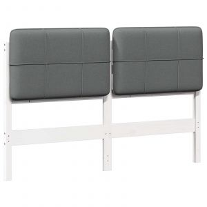 vidaXL T&ecirc;te de lit capitonn&eacute;e Blanc et gris clair 140 cm Pin massif - Neuf