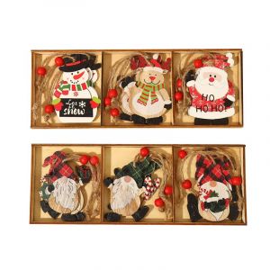 18 Pcs De D&eacute;coration De No&euml;l, Cr&eacute;atrice De La Danse Sans Visage Vieil Homme, Peint Bois De Wapitis Bonhomme De Neige, De L'artisanat, Pendentif Cadeau D'accessoires - Neuf