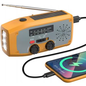 Portable Radio, DOLUCKY Radio a Pile Survie, Dynamo AM/FM de Direction du Vent et de la m&eacute;t&eacute;o, avec Batterie de 2000 mAh, d'urgence Solaire, avec Lampe de Poche LED, Alarme SOS, Peut Charger Les - Neuf