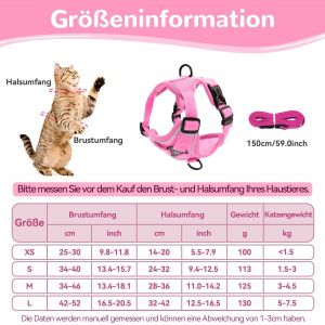 Harnais De Poitrine, R&eacute;glable, Souple, Anti-Fugue, Avec Laisse, Pour Chat, Chien, Chiot (Rose Clair, Taille Xs) - Neuf
