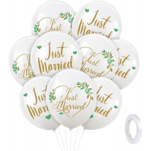 MEVRONISSHOP-20 Pi&egrave;ces Just Married Decoration Blancs Ballon Mariage pour Decoration Voiture Mariage - Neuf