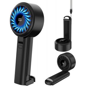 KALANKA-Mini Ventilateur Portable, 1-100 Vitesses Ventilateur Main, 4000mAh avec Affichage LED, Pliable 90 ° pour Bureau, Voyage, Camping(Noir) - Neuf