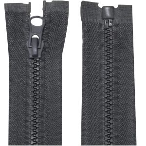 C63881-Lot De 2 Fermetures Éclair Injectées N°3 65 Cm Séparables-Tirette Déco-Curseur En Métal-Couleur Gris Foncé-Maille Glissière Vêtement Couture Mercerie Veste - Neuf