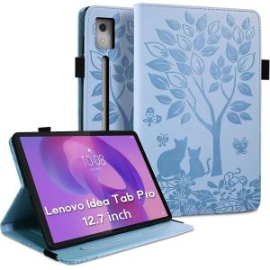 Coque Pour Lenovo Idea Tab Pro (12,7 Pouces 2025) Étui En Cuir Pu Housse De Protection Avec Porte-Stylo Et Supportetui Tablette Pour Lenovo Idea Tab Pro¿Tb-373fu Tb-375fc¿-Bleu - Neuf