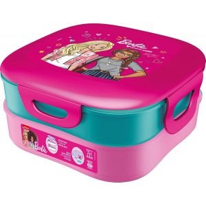 KAL-Picnik - Bo&icirc;te &Agrave; D&eacute;jeuner Barbie - 2 Compartiments Modulables, Dont 1 Compartiment &Eacute;tanche - Nettoyage Facile Au Lave-Vaisselle - 1,4L - Licence Barbie Officielle, Rose - Neuf