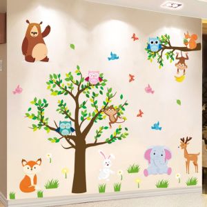 Arbre D&eacute;coration Murale Pour Chambre &Agrave; Coucher Zoo Sticker Mural Pour Salon Animal Chambre D'enfant Sticker Mural Pour Chambre &Agrave; Coucher D&eacute;cor Mural Sticker Mural 3d Diy Comme D&eacute;corations - Neuf