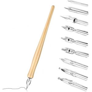 Kit De Calligraphie - Porte-Plume Avec 1 Porte-Stylos Dip Et 9 Plumes Pour Dessin, Croquis Et Cartographie - Neuf