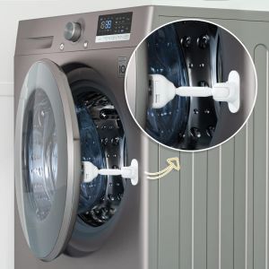 2 Pièces Support De Porte De Machine À Laver Sans Danger Pour Enfant, Serrure De Machine À Laver Pour Bébé, Support De Porte De Machine À Laver Et Sèche-Linge (Blanc) - Neuf