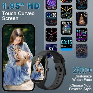 Montre Connect&eacute;e Femme Homme avec Appel Bluetooth, 1.95""HD Ecran Incurv&eacute; Smartwatch Podometre/Sommeil/Cardiofrequencemetr, Montre Sport avec 110+ Modes Sportifs, Montre Intelligente &Eacute;tanche IP68 Noir - Neuf