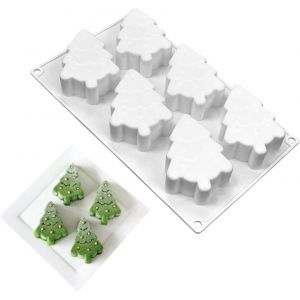 Moules &Agrave; G&acirc;teaux En Mousse Fran&ccedil;aise En Silicone,Ustensiles De Cuisson 3d Bricolage Moule &Agrave; Bougie Au Savon Au Chocolat,6 Trous Arbre De No&euml;l Diandian - Neuf
