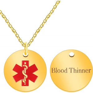 Kal-Collier D'alerte M&eacute;dicale Rond De Secours D'urgence Collier &Eacute;tanche Pour Hommes Femmes Avec Symbole M&eacute;dical Rouge Premi&egrave;re R&eacute;ponse Colliers D'identification En Acier Inoxydable Ya4678 - Neuf