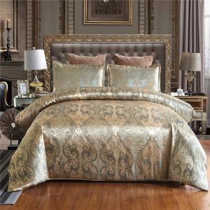 Parure De Lit Jacquard, Housse De Couette Au Motif Baroque, Aspect Romantique, Parure De Lit Satin&iquest;&iquest;E Avec Fermeture &iquest;&iquest;Clair (Gold, X Cm) - Neuf