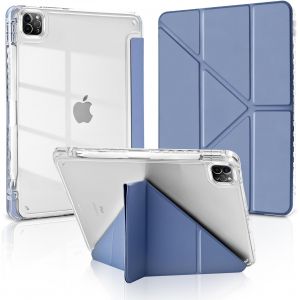 LORANKA-MuyDoux Coque Origami pour iPad Pro 11"" 2022/2021/2020/2018 (4e/3e/2e/1re G&eacute;n&eacute;ration) avec Porte Stylet, 5-en-1 Multiple Angles de Vue, &Eacute;tui Housse Arri&egrave;reTransparente Claire Antichoc, Gris L - Neuf