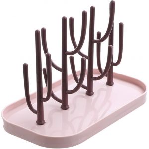 Égouttoir À Vaisselle En Abs - Forme De Cactus - Pour Biberons, Couverts, Tétines, Colliers, Boucles D'oreilles, Bagues, Tasses (Rose) - Neuf